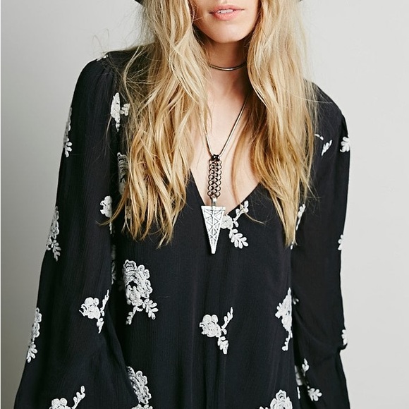 Free People Embroidered Babydoll Mini Dress w/Pockets - Picture 9 of 13